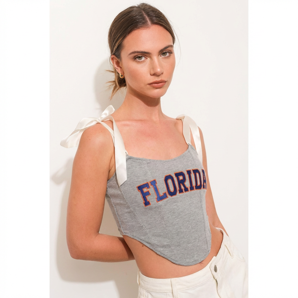 Game Day Satin Bow Corset Top