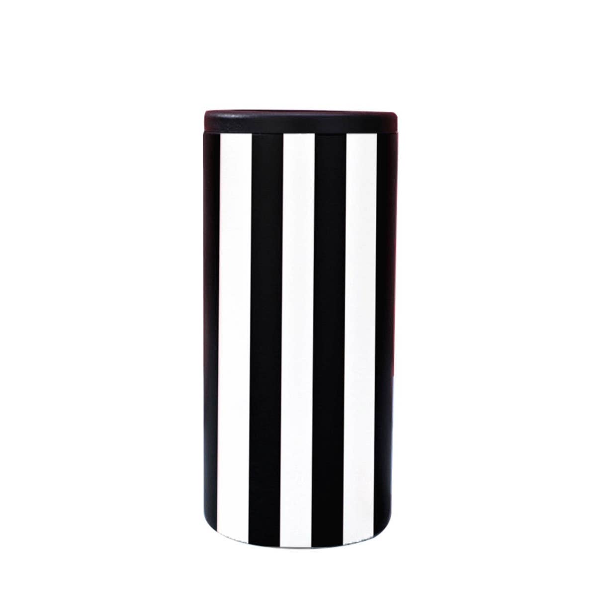 Black & White Striped Slim Can Coozie