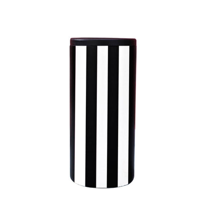 Black & White Striped Slim Can Coozie