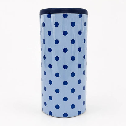 Blue Polka Dot Slim Can Coozie