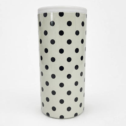 Cream Polka Dot Slim Can Coozie