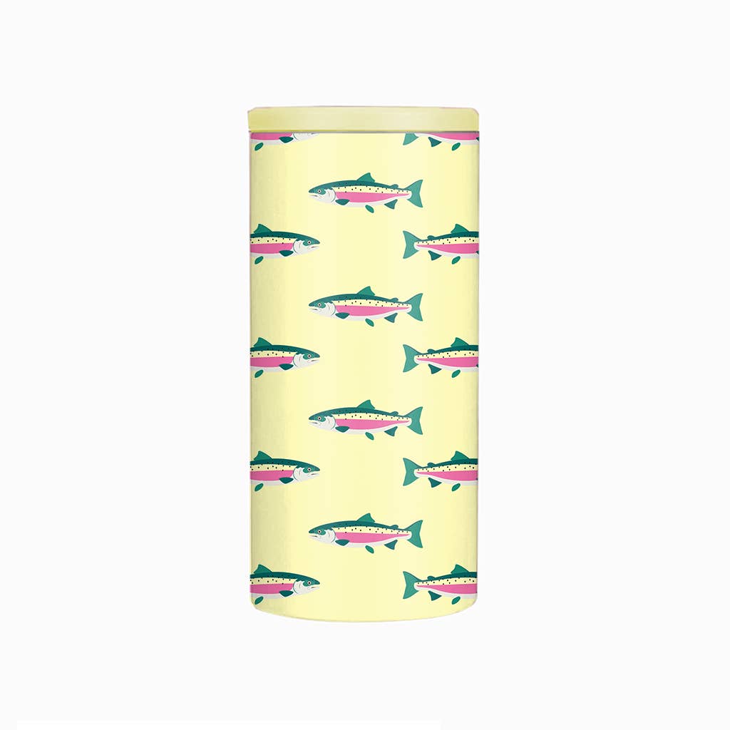 Yellow Rainbow Trout Slim Can Coozie