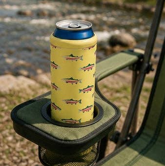 Yellow Rainbow Trout Slim Can Coozie