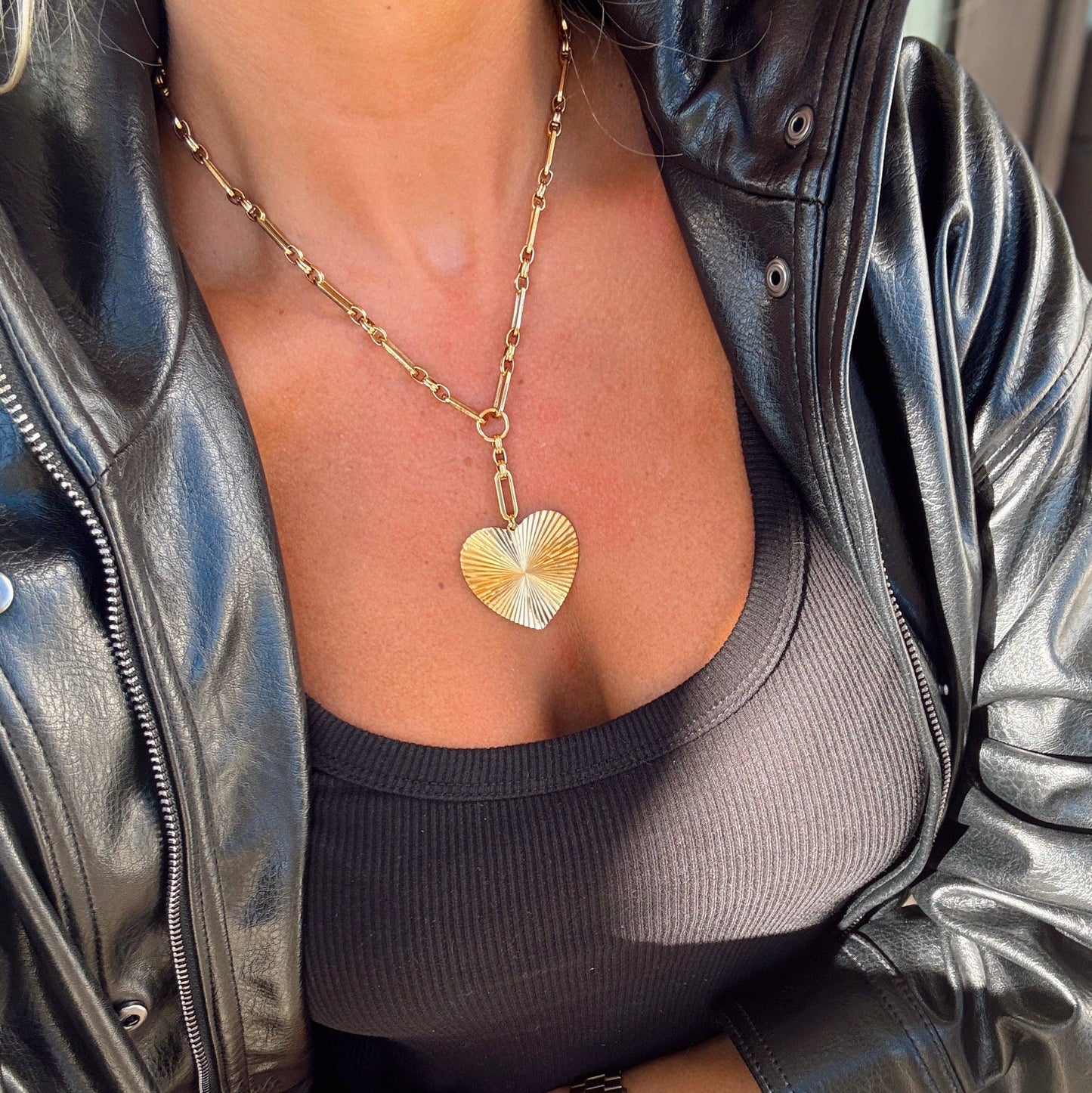 Gold Heart Chunky Necklace