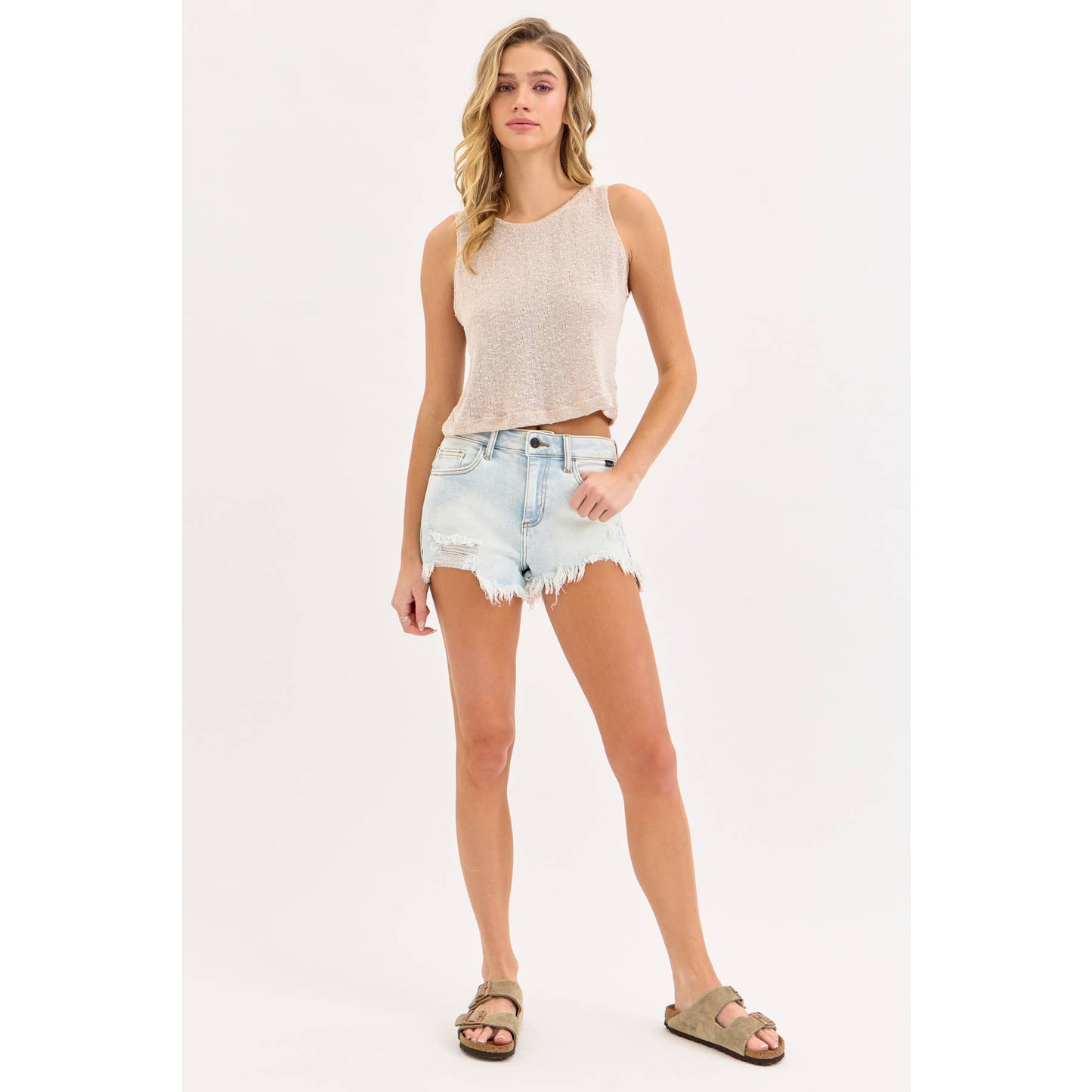Cello Light Denim High Rise Shorts