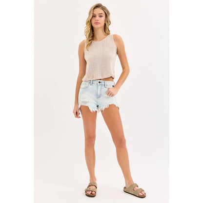 Cello Light Denim High Rise Shorts
