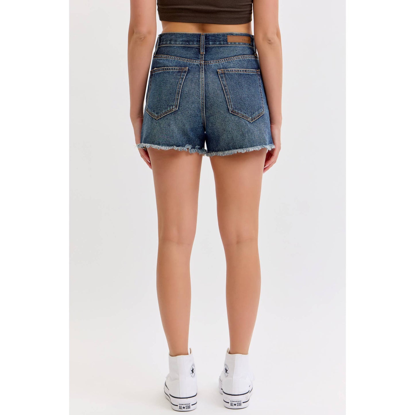 Cello Denim High Rise Mom Shorts