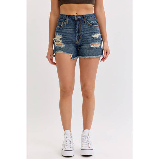 Cello Denim High Rise Mom Shorts