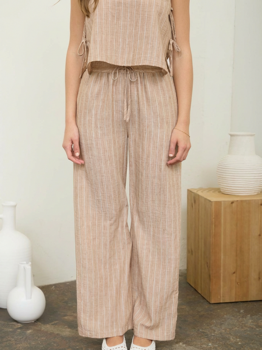 Khaki Stripe Linen Pants