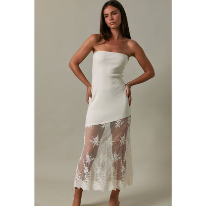 Lace Skirt Sweater Tube Dress