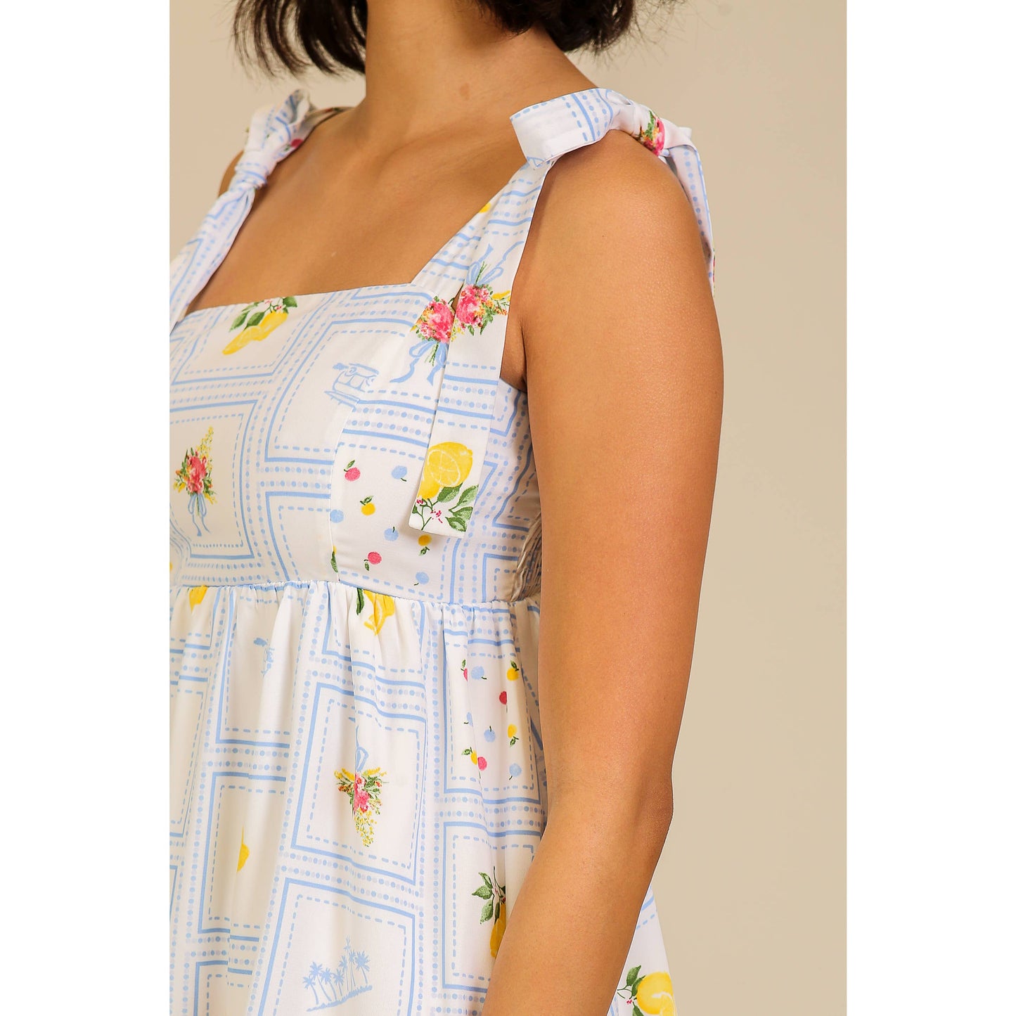 Lemon Shoulder Tie Dress