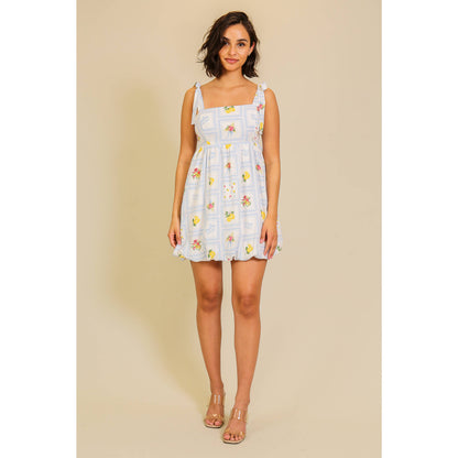 Lemon Shoulder Tie Dress