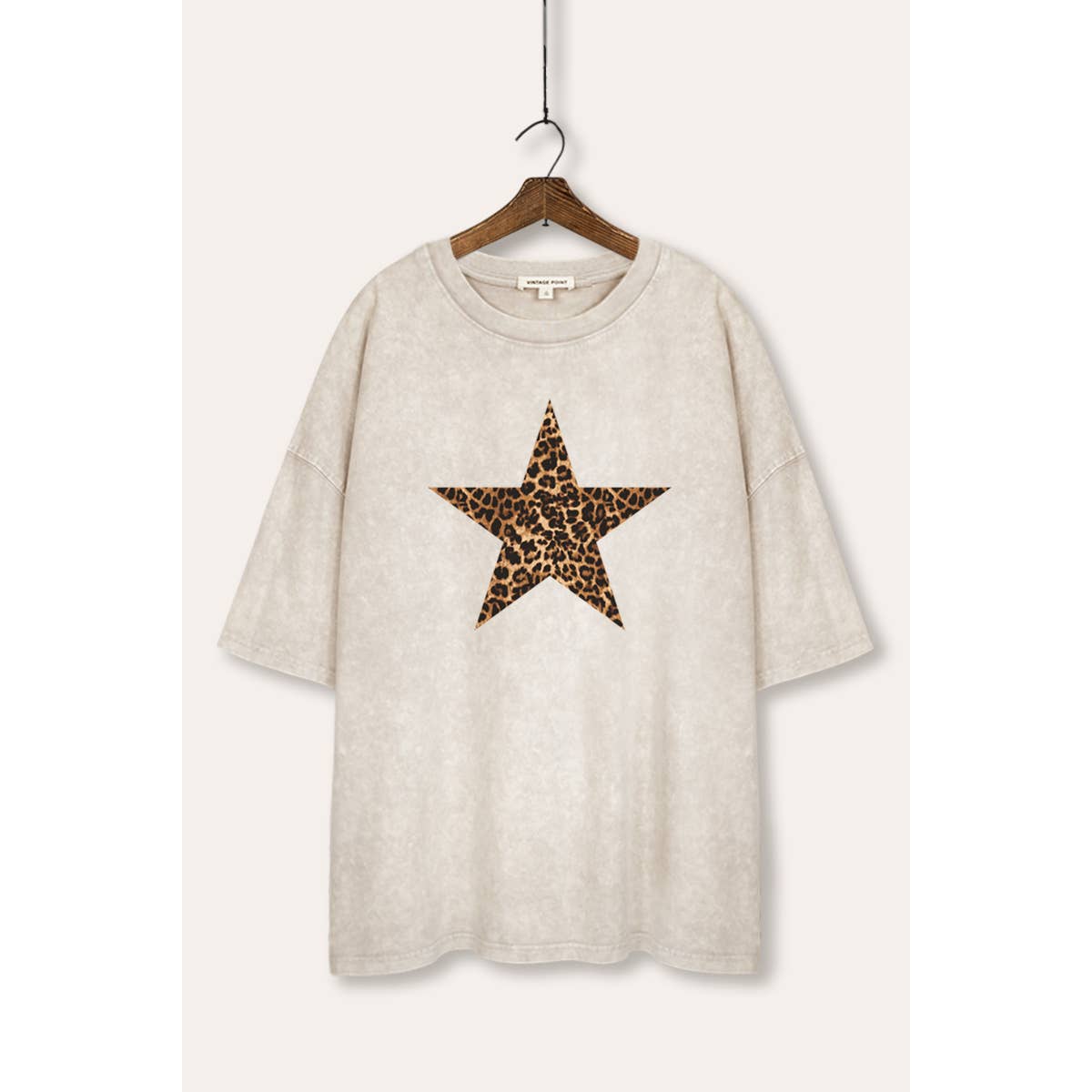 Mineral Washed Leopard Lace Star Top