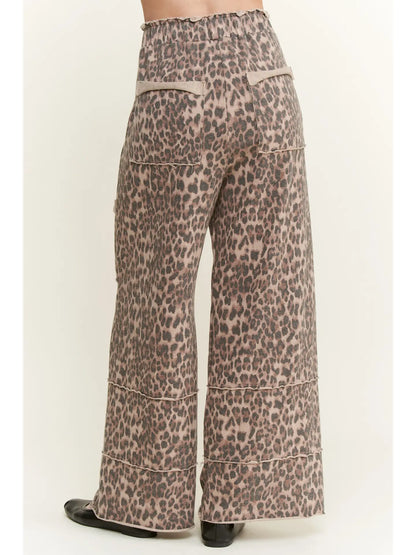 Leopard Mineral Wash Wide Leg Pants