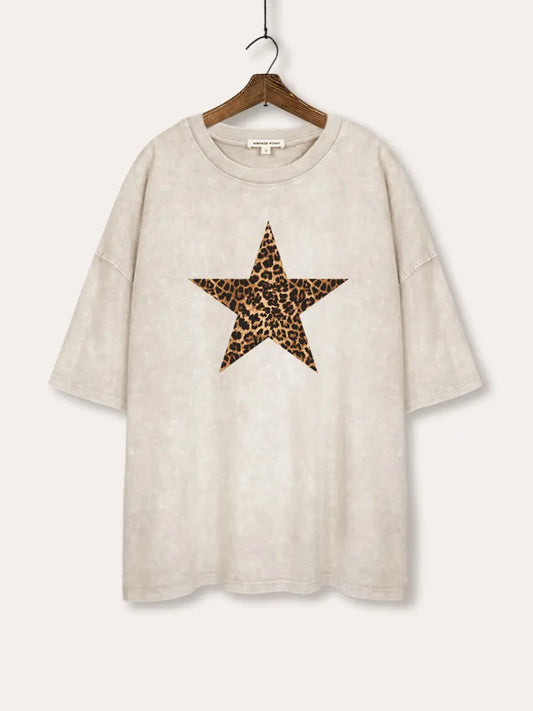 Leopard Star Mineral Washed Graphic Tee