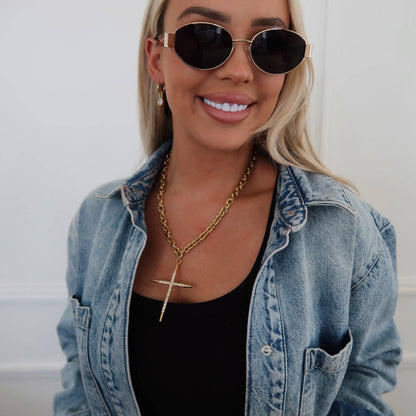 Gold Large Cross Chunky Necklace