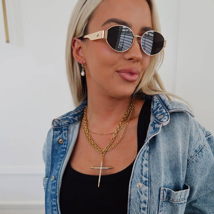 Gold Large Cross Chunky Necklace