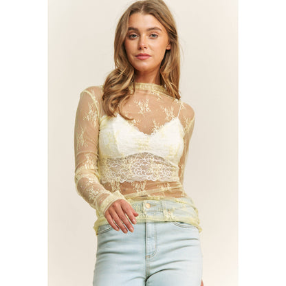 Lace Mesh Long Sleeve Top