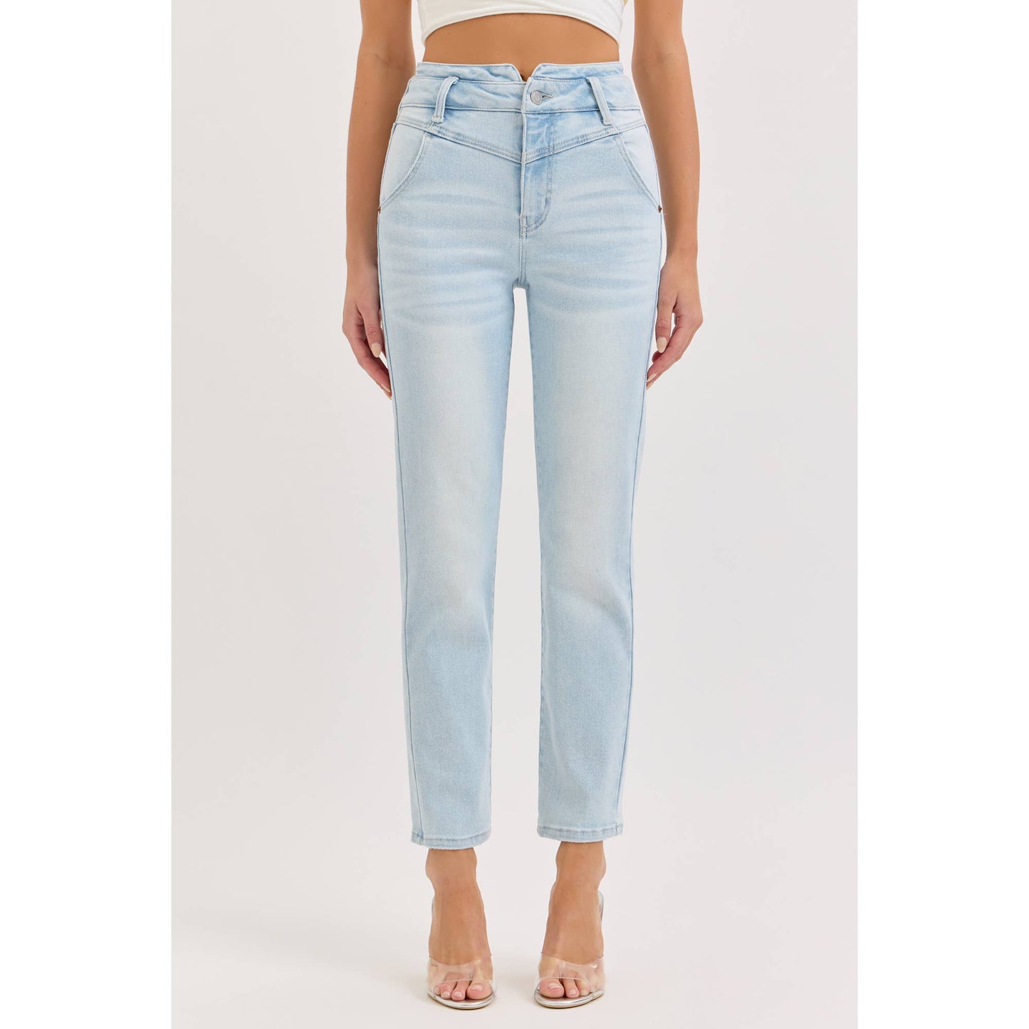Cello Denim  Mid Rise Straight With V Jeans