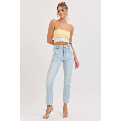 Cello Denim  Mid Rise Straight With V Jeans