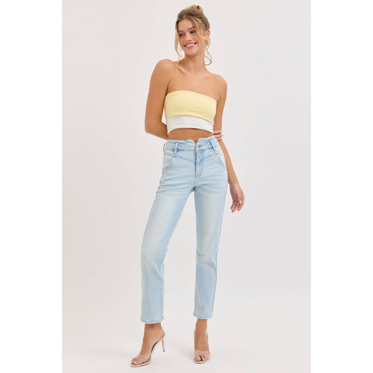 Cello Denim  Mid Rise Straight With V Jeans