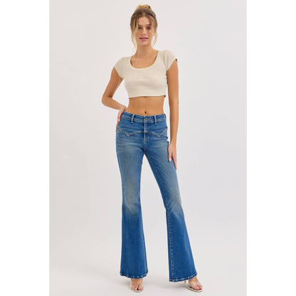 Cello Mid Rise Western Flare Jeans