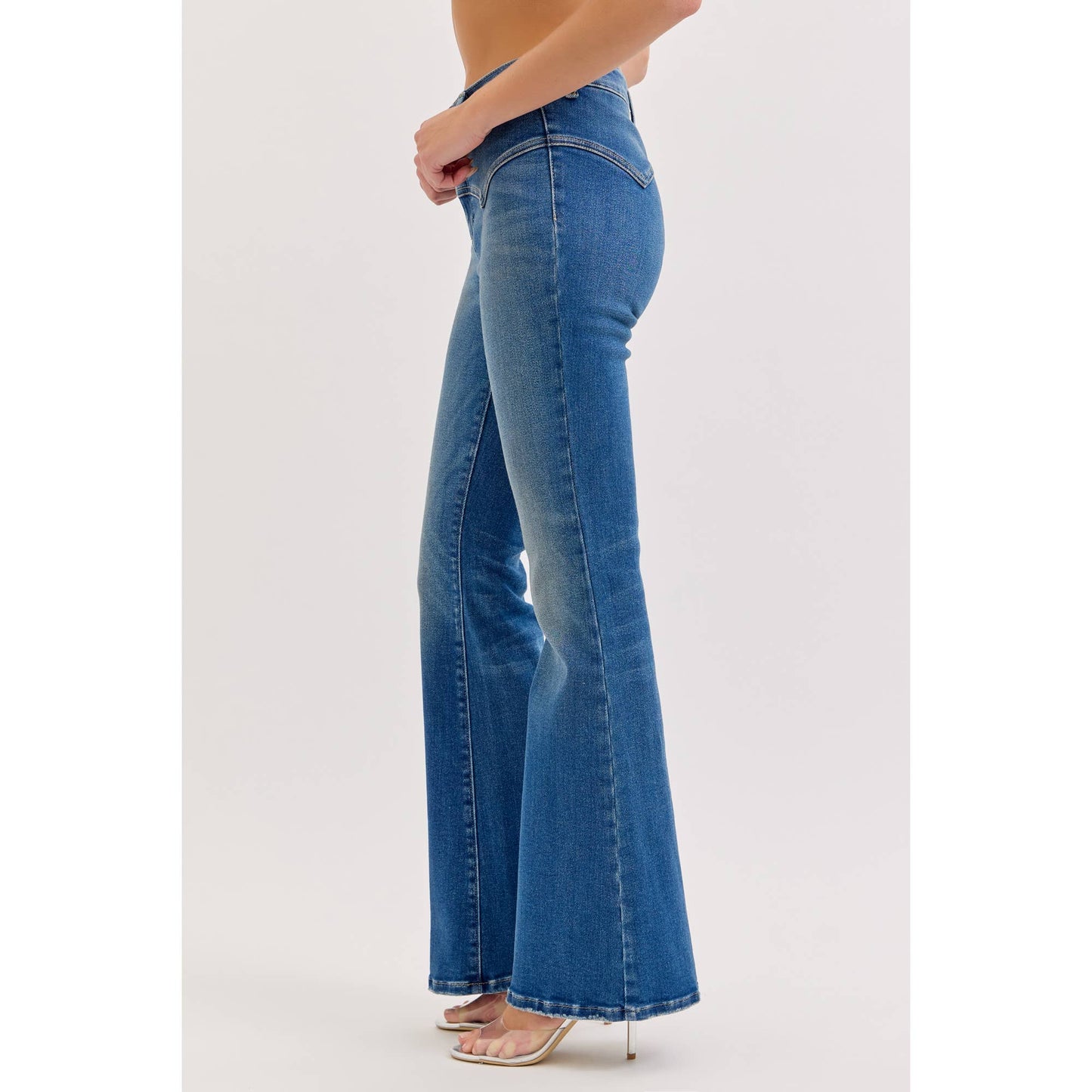 Cello Mid Rise Western Flare Jeans