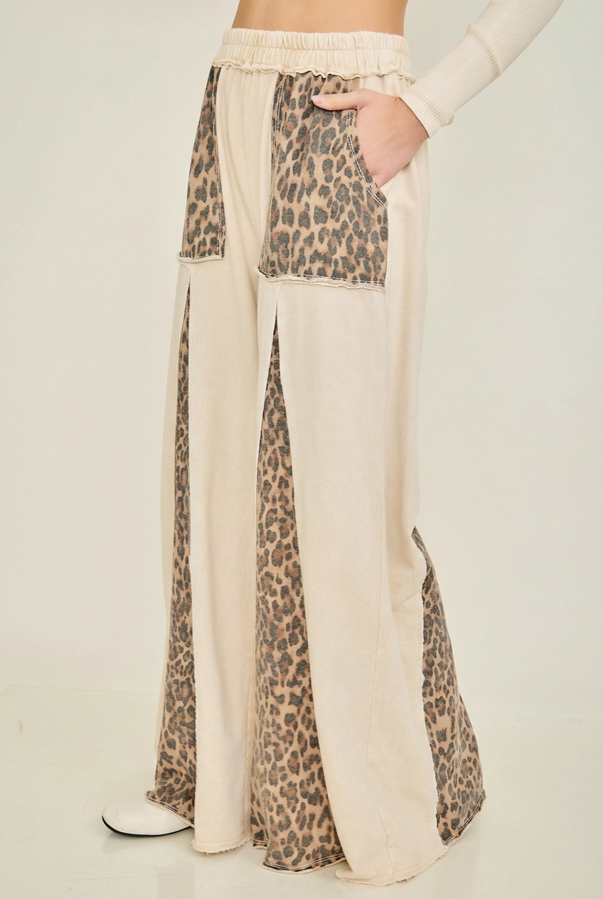 Mineral Washed Leopard Flare Pants