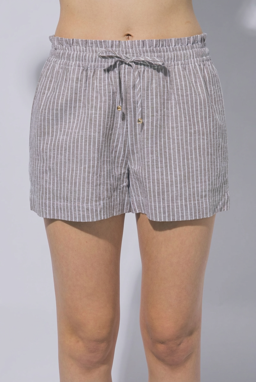 Striped Linen Drawstring Shorts