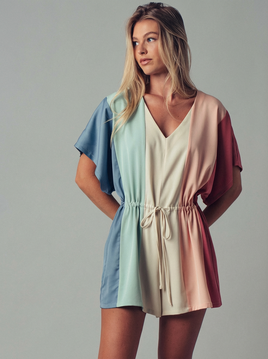 Multi Color V Neck Romper