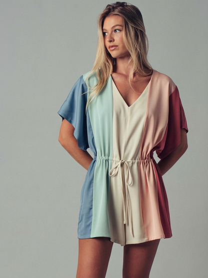Multi Color V Neck Romper