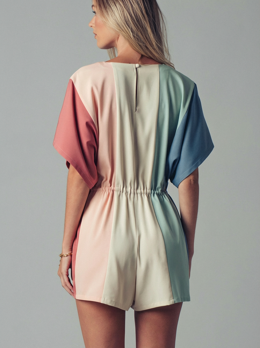 Multi Color V Neck Romper