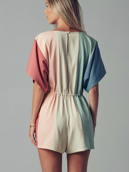 Multi Color V Neck Romper