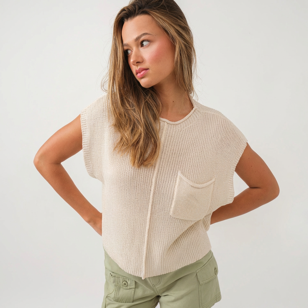 Natural Loose Knit Top