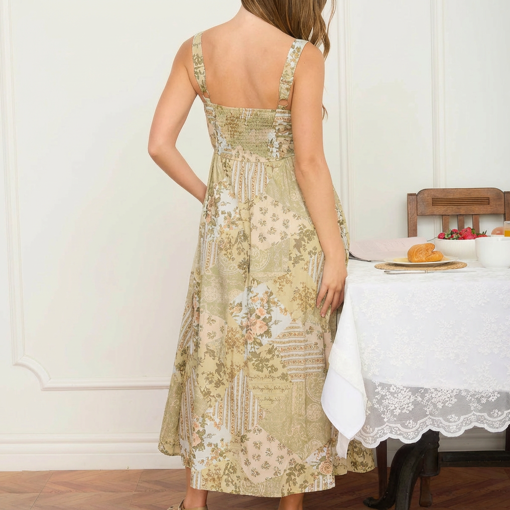 Patchwork Olive Corset Dress