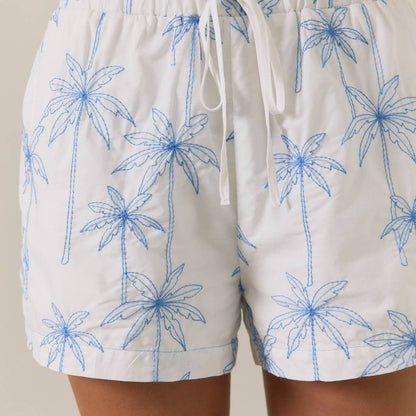 Palm Tree Embroidered Shorts