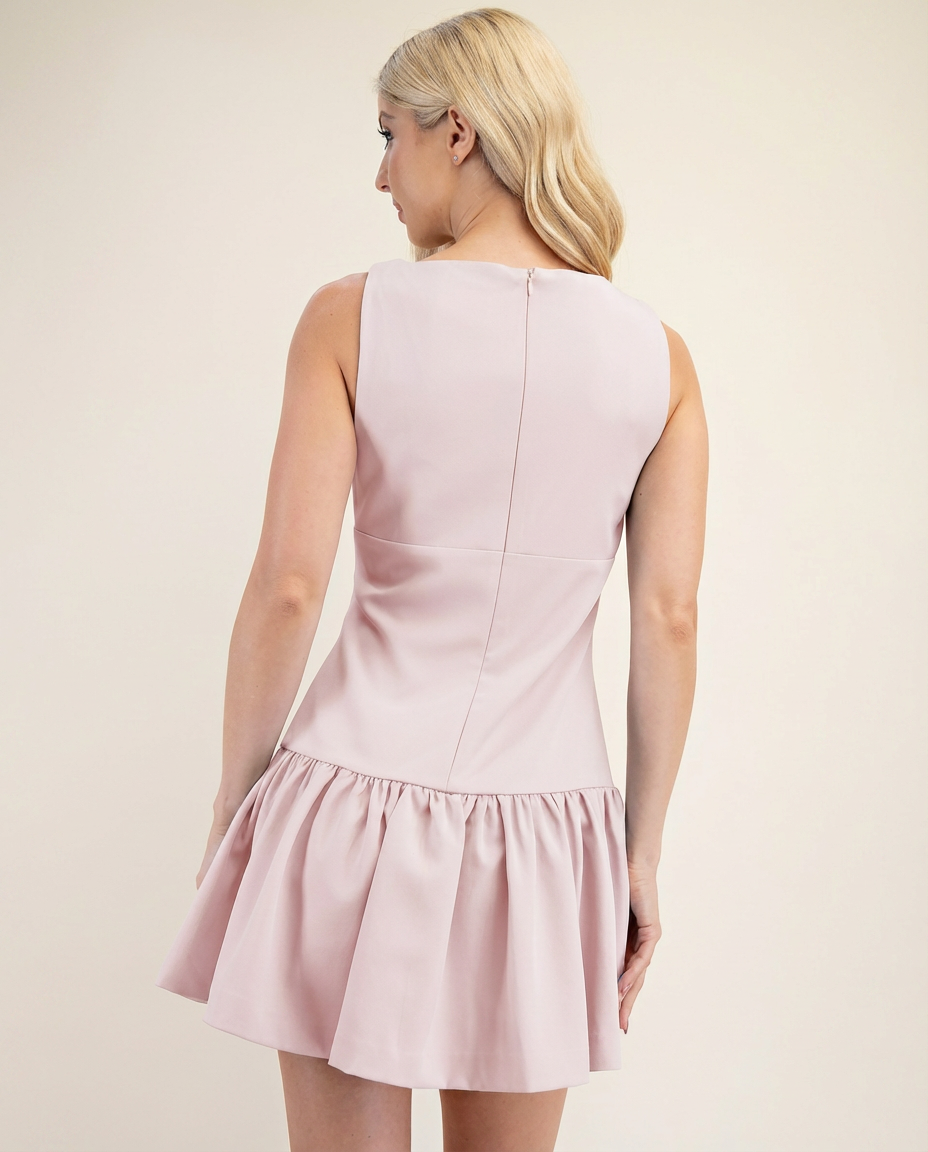 Pink Flared Hem W/ Bows Dress