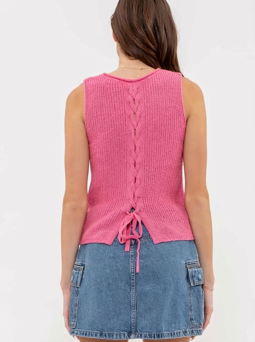 Pink Crochet Knit Top