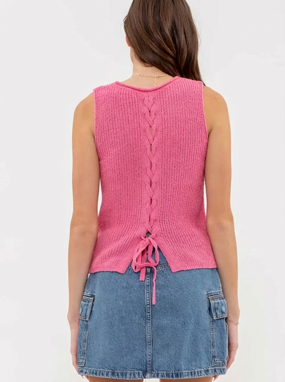 Pink Crochet Knit Top