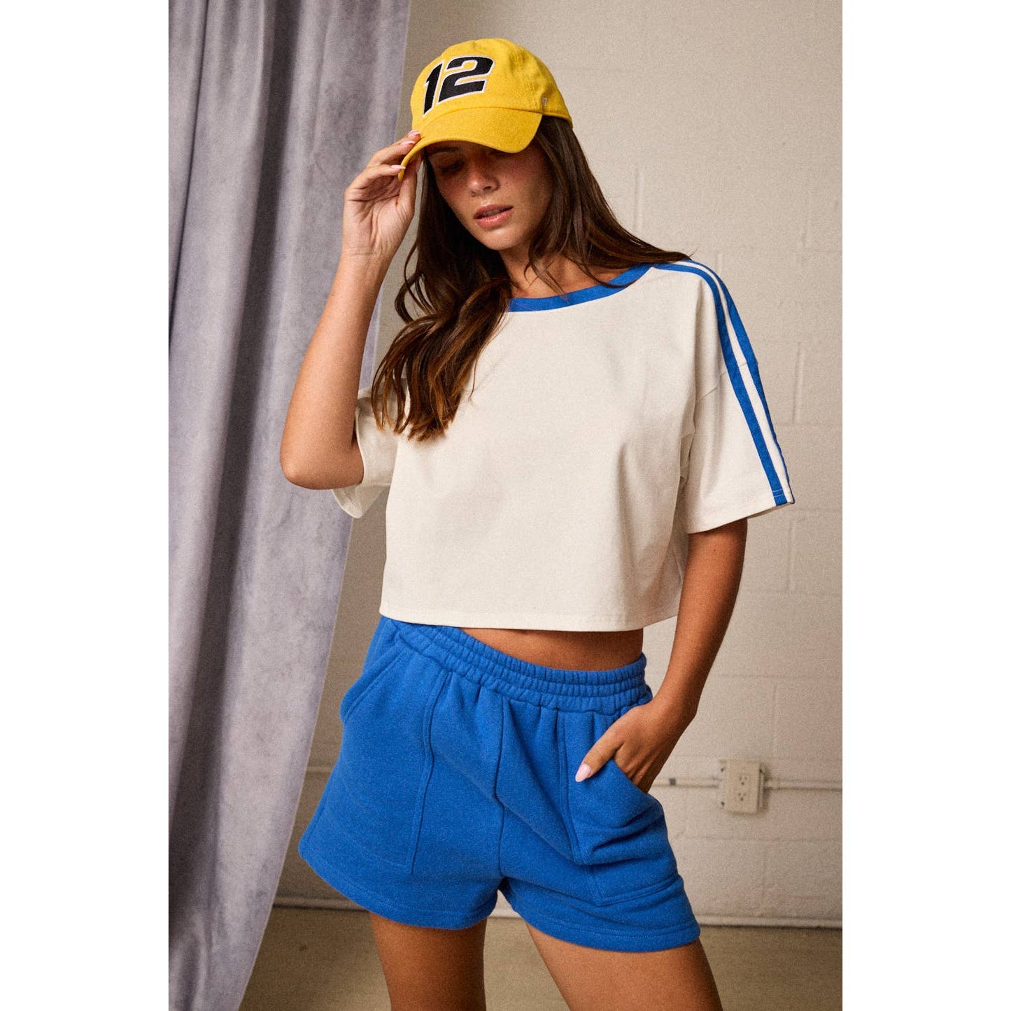 Blue Detail Knit Shorts