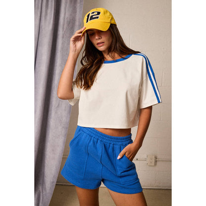 Blue Detail Knit Shorts