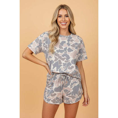 Duck Camo Loose Tee & Shorts Set