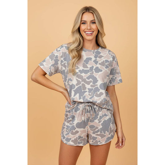 Duck Camo Loose Tee & Shorts Set