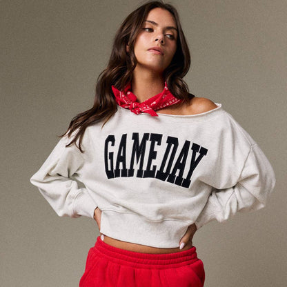 Gameday Cropped Grey Sweatshirt