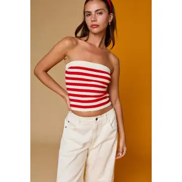 Red Striped Tube Top