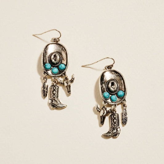 Cowboy Hat Dangle Charm Earrings