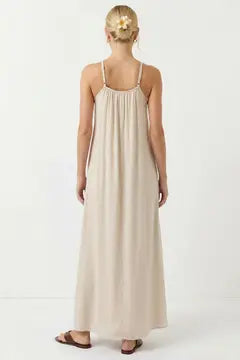Sand Bead Detail Flowy Maxi Dress
