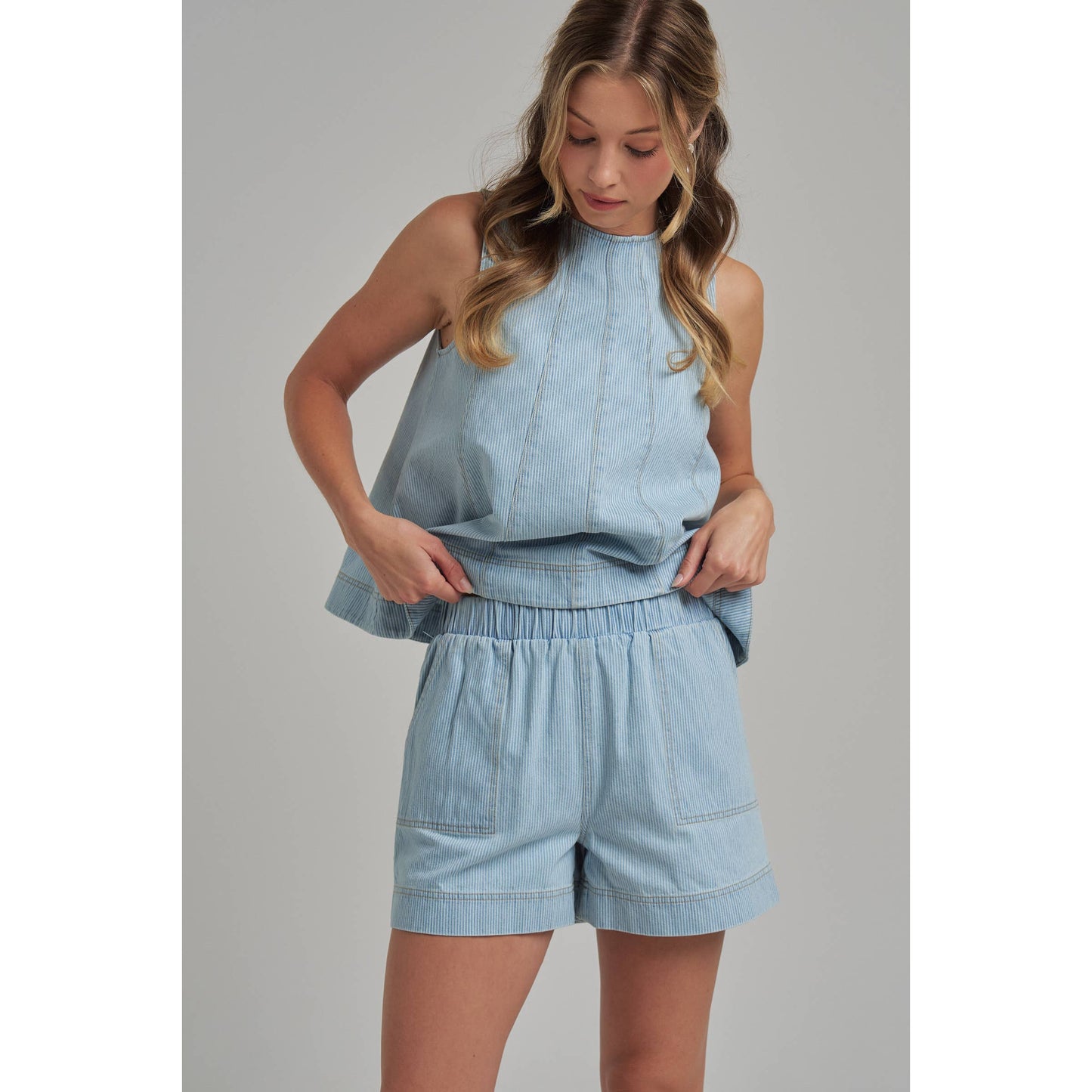 Light Denim Pin Stripe Set