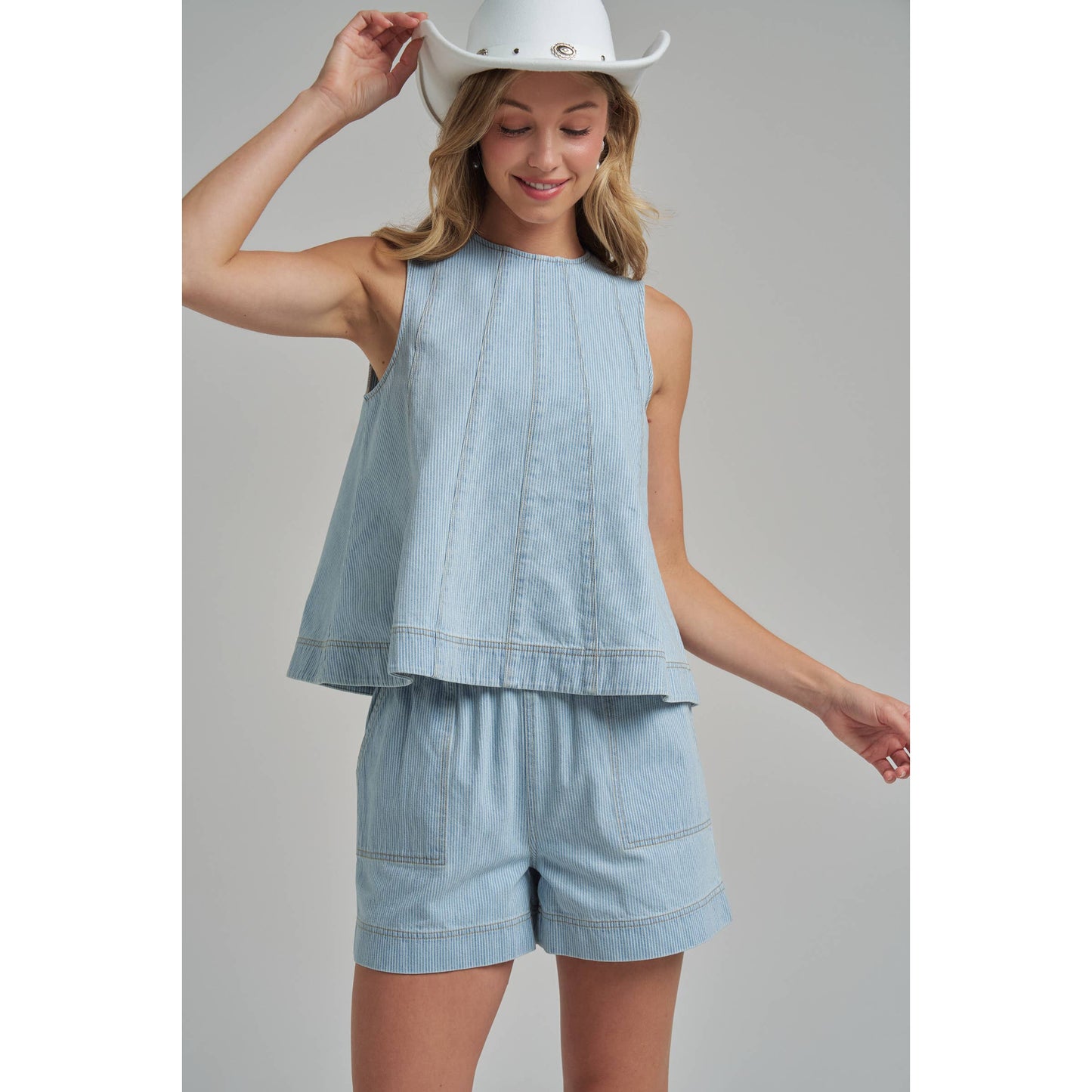Light Denim Pin Stripe Set
