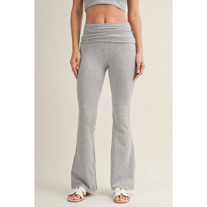 Heather Grey Knit Foldover Flare Leggings